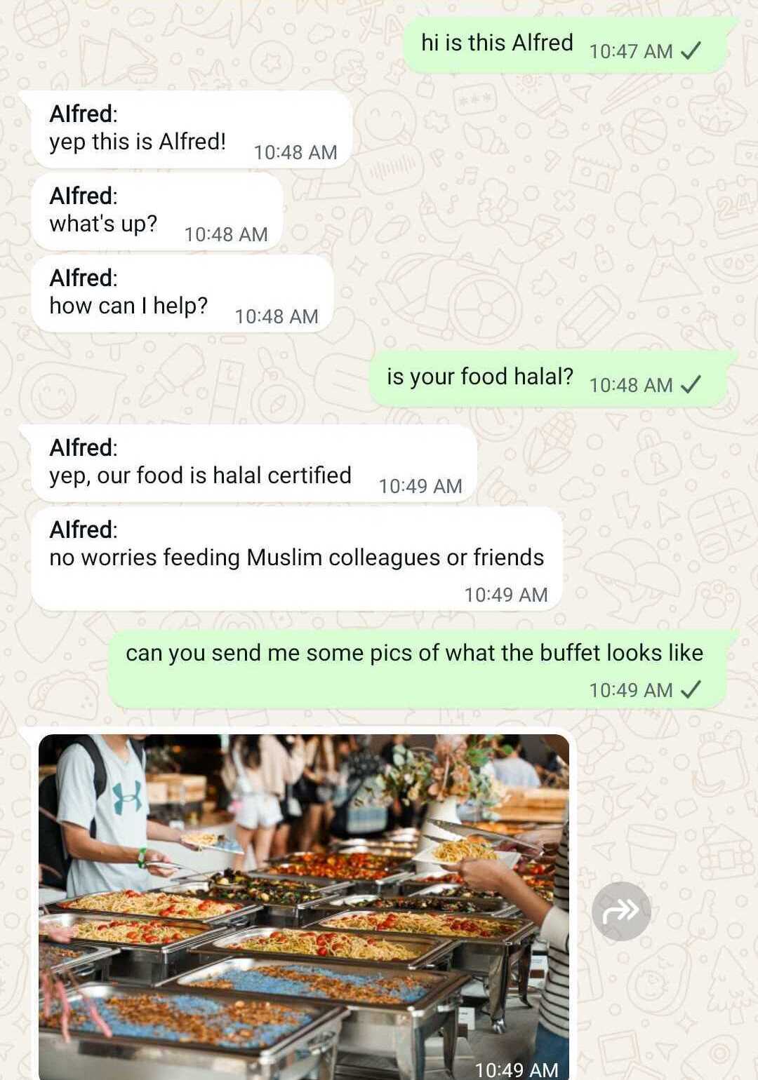 Alfred WhatsApp conversation